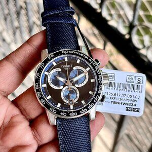 New Tissot Supersport Black Dial Textile Men's Watch With Papers